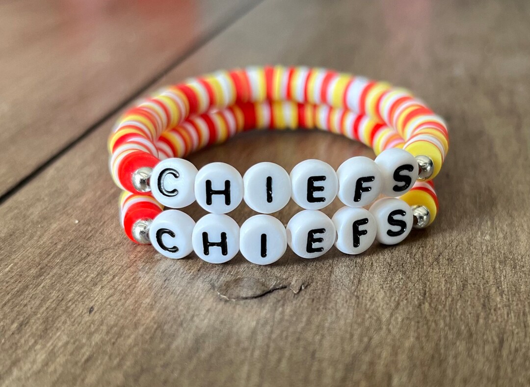 Kansas City Chiefs Heishi Beaded Bracelet L KC Chiefs Bracelet L KC
