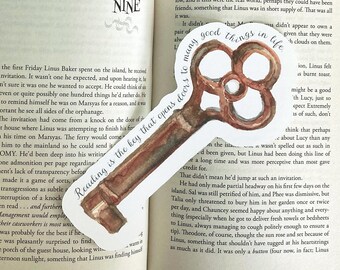 Key Bookmark, Bookish Gifts, Watercolor Art, Book Quotes, Reading is the Key that Opens Doors