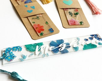 Custom Acrylic Bookmark, Floral Bookmark, Name Bookmark, Quote Bookmark, Bookish Gifts, Gifts for Her, Book Lovers, Personalized Gift