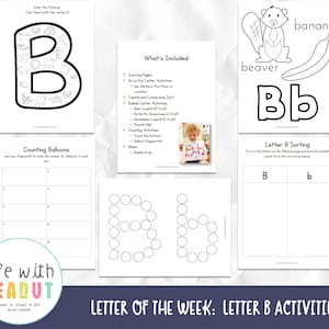 Actividades de la letra B, reconocimiento de la letra de la semana, diversión con el alfabeto, manualidades, plan de estudios preescolar, educación en el hogar y escuela para niños pequeños, letras imprimibles
