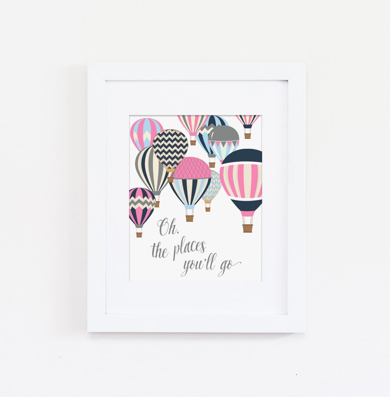 Oh The Places You Ll Go Nursery E Dr Seuss Art Pink Decor Girls Bedroom Instant Inspirational