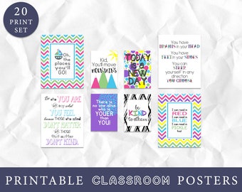 Colorful Classroom Wall Decor, Educational Art Prints, Homeschool Art, Just Be You Inspirational Quotes for Kids, Teacher Gift, Learn Grow