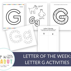 Actividades de la letra G para el plan de estudios preescolar de la letra de la semana, reconocimiento del alfabeto, centros de alfabetización, sonidos iniciales, escuela para niños pequeños