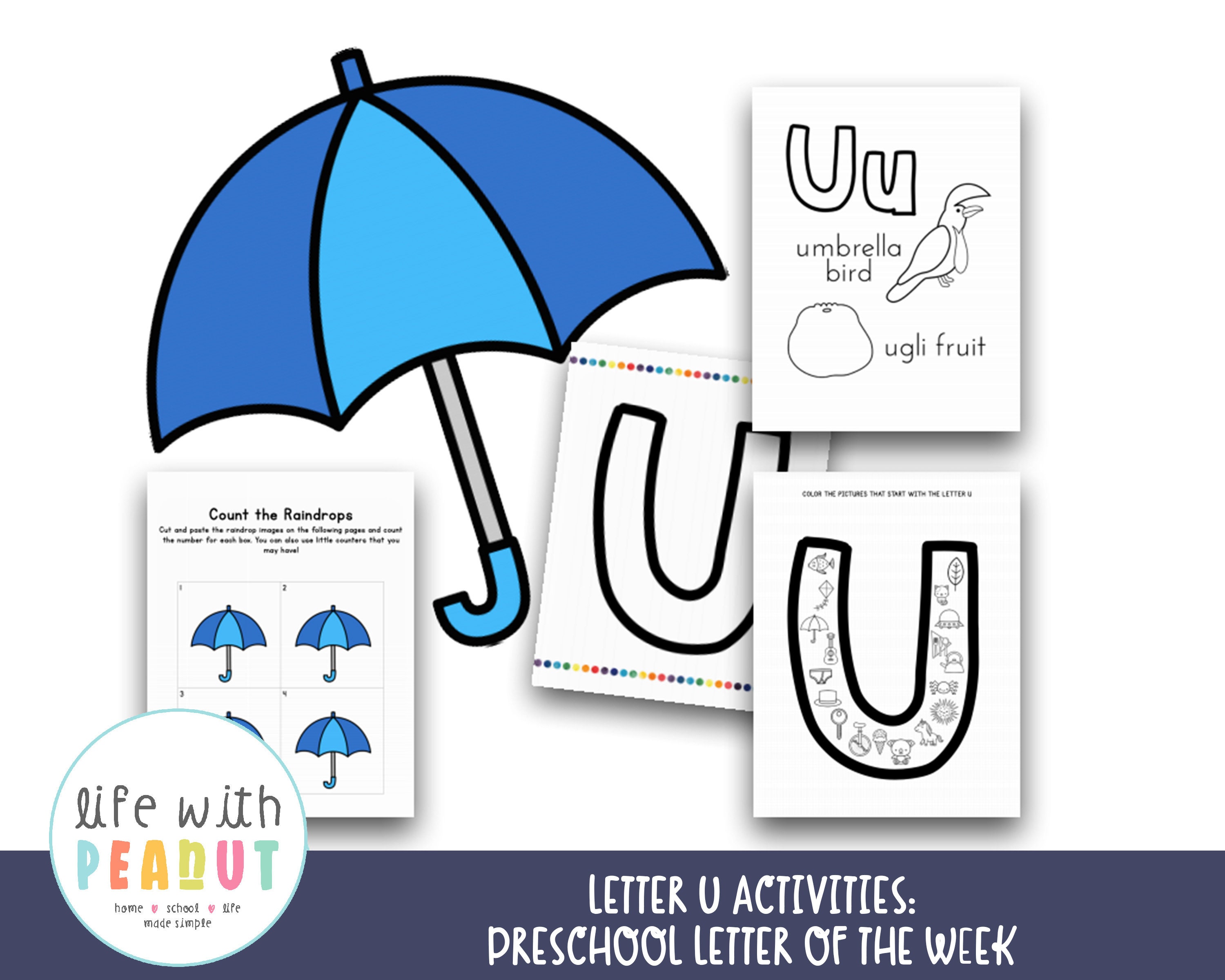 preschool letter of the week curriculum letter u activities etsy