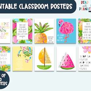 Growth Mindset Classroom Decor, Tropical Classroom Decor, Tropical Art Prints, Instant Download, Classroom Wall Art, Teacher Art, Education