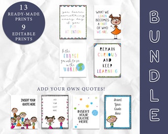 BUNDLE Fun Kids Classroom Decor, Doodle Classroom Art Print, Instant Download, Classroom Wall, Teacher Art, Bulletin Ideas, Editable Posters