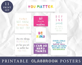 Teacher Classroom Art Prints, Growth Mindset Posters, Classroom Posters, Bright Classroom Decor, Rainbow Classroom Art, Inspirational Quotes