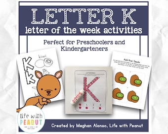 Preschool Letter van de Week Curriculum, Letter K Activiteiten en Ambachten, Ochtendwerk, Alfabetiseringscentra, Wiskundecentra, Leuke kinderprintables