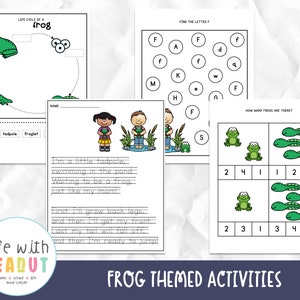 Frogs Theme Activities for Preschool, Kindergarten, Spring Math Centers, Spring Literature Centers, Learn Letters, Instant Download