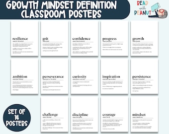 Growth Mindset Classroom Decor, Inspirational Wall Art, Prints for Teachers, Homeschool Printables, Definition Classroom Prints, Posters