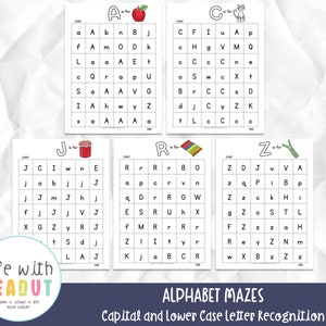 Laberinto De Reconocimiento Del Alfabeto, Actividades De Identificación De Letras, Práctica Del Alfabeto En Preescolar, Jardines De Infantes, Centro De Ideas, Educación En Casa, Escuela Para Niños Pequeños