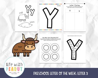 Preschool Letter of the Week Curriculum, Letter Y Activities and Crafts, Morning Work, Literacy Centers, Math Centers, Fun Kid Printables