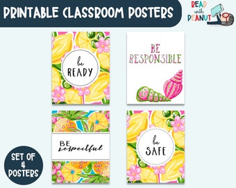 Growth Mindset Classroom Decor, Tropical Classroom Decor, Tropical Classroom Art Prints, Instant Download, Classroom Posters, Teacher Sign