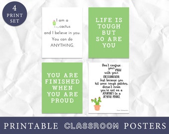 Growth Mindset Classroom Art Prints, Cactus Classroom Wall Art, Teacher Art Prints, Prints for Teachers, Cactus Classroom Decor