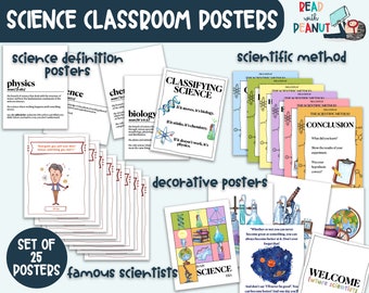 Science Classroom Posters, Famous Scientists Posters, Classroom Wall Art, Teacher Posters, Classroom Decor Bundle