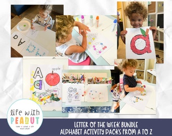 Letter of the Week Preschool Curriculum, Alphabet Activities, Letter of the Week BUNDLE, Alphabet Crafts, Math and Literacy Centers