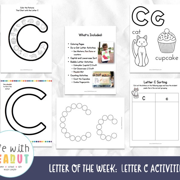 Letter of the Week Recognition, Letter C Activities, Alphabet Fun, Crafts, Preschool Curriculum, Homeschool and Tot School, Letter Printable