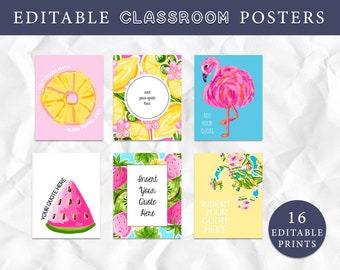 Editable Tropical Classroom Decor, Tropical Classroom Art Prints, Instant Download, Classroom Wall Art, Teacher Art, Bulletin Ideas, Posters