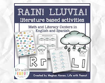 Rain // lluvia - Literature Based Activities for Preschool, Kindergarten, Homeschool, Math, Literacy Centers, Weather Activity