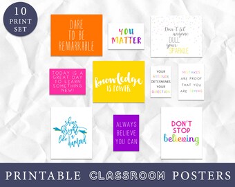 Inspirational Art Prints, Classroom Decor, Playroom Art Quotes, Motivational Quotes, Art for Teachers, Instant Download, Growth Mindset