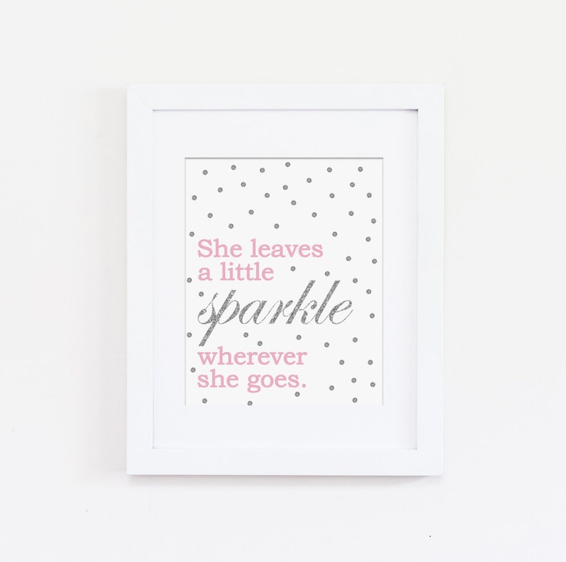 She Leaves a Little Sparkle Nursery Art Print Kids Wall Art Etsy