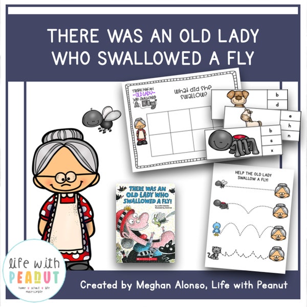 There was an Old Lady who Swallowed a Fly - Literature Based Activities for Preschool, Kindergarten, Homeschool, Literacy Centers