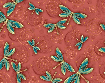 Yuna Calm Kimmedoll BTY Quilting Treasures Asian Flower Geo Tan Brown