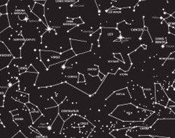 Glow in the Dark Spacewalk Star Charts Cotton Woven