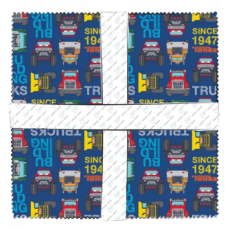 10 Squares Tonka 42 Piece Bundle #95060106SQU Cotton Woven Fabric Camelot Fabrics Licensed Tonka Truck