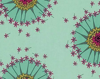 Mod Corsage, Centered in Seafoam Cotton Woven, Peach Mustard, by Anna Maria Horner