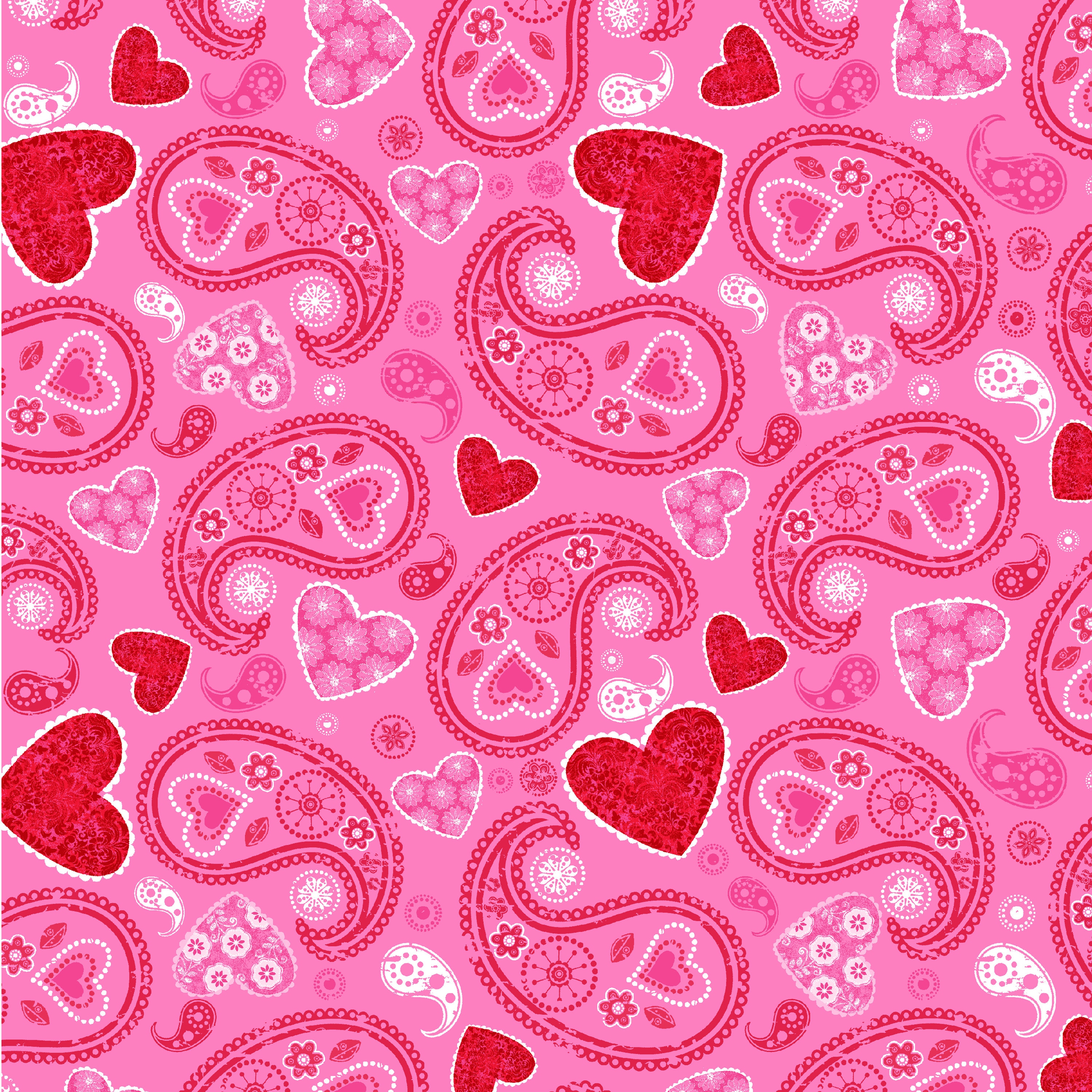 Studio E Fabric Hearts Of Love Hearts Paisley Pink Etsy