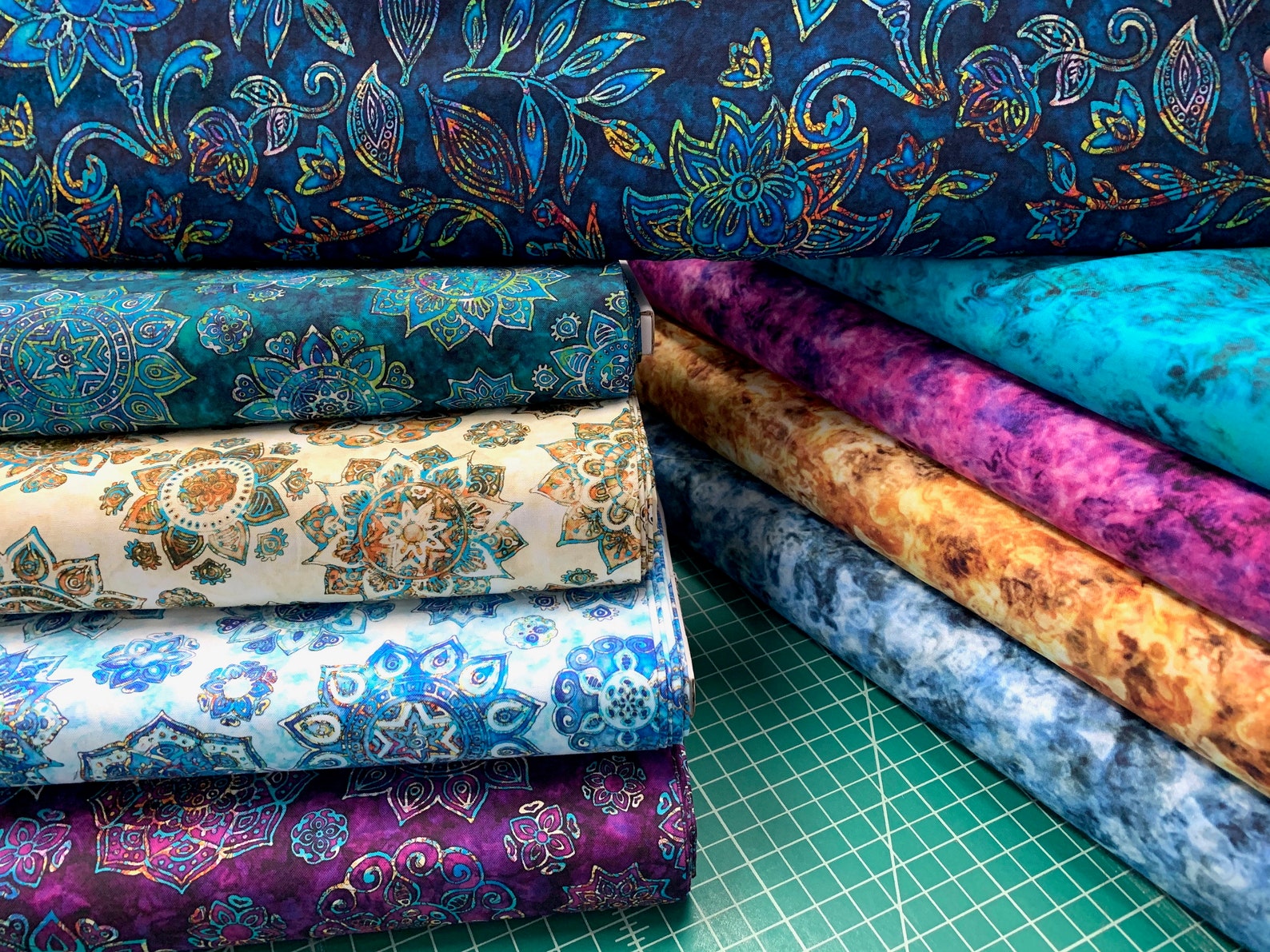 Quilting Treasures Kashmir Evolution Navy Large Floral Etsy