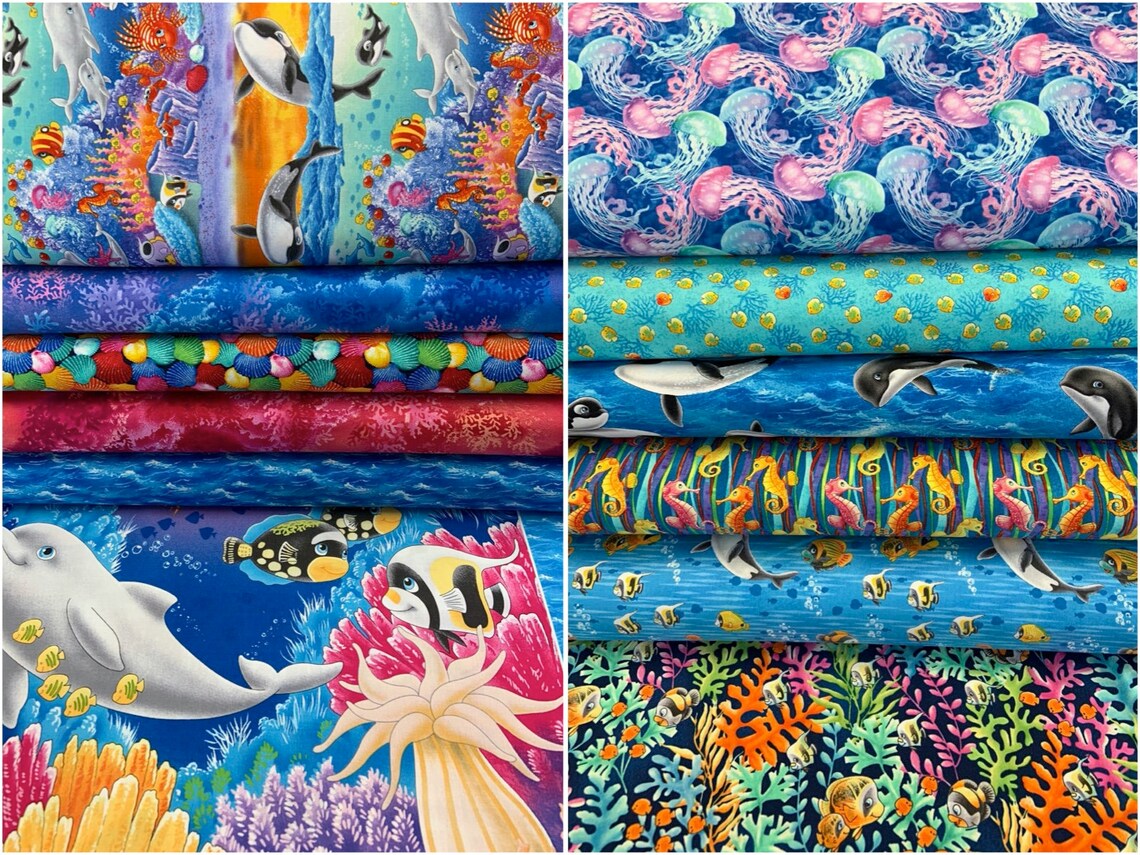 Studio E Fabrics Sea World by Lorella Avinci Jelly Fish Etsy