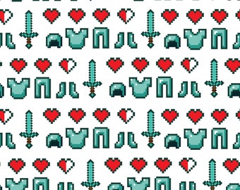 Springs Creative - Licensed Minecraft - Diamond Icons # 75986-A620715 - Cotton Woven Fabric