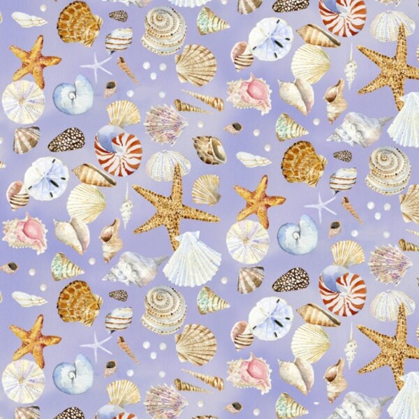 Henry Glass Fabrics - Coastal Paradise by Barb Gelotte Tourtillotte - Shells #1505-55 Cotton Woven Fabric