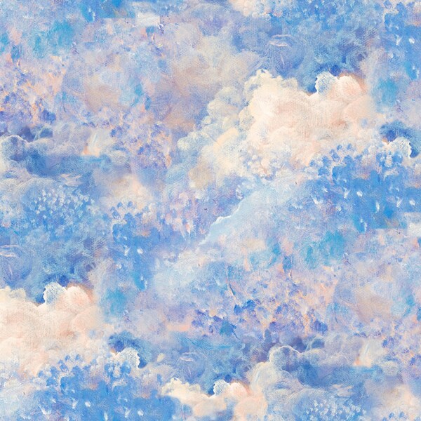 3 Wishes Fabric - Ray of Hope by Josephine Wall - Clouds Digitally Printed # 16050-BLU - Cotton Woven Fabric