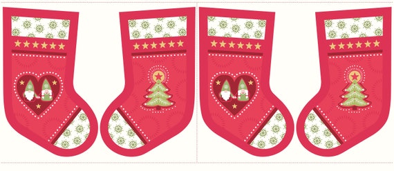 Lewis /& Irene Traditional Countryside Winter Christmas Stocking Fabric Panels