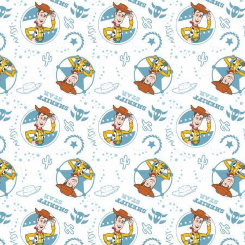 Camelot Fabrics Toy Story Woody on White Cotton Woven | Etsy