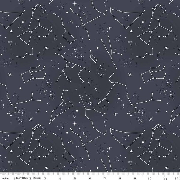 Riley Blake Fabric - Licensed NASA Out of This World - Constellations - Charcoal - Glow in the Dark - GC7804-Charcoal Cotton Woven Fabric