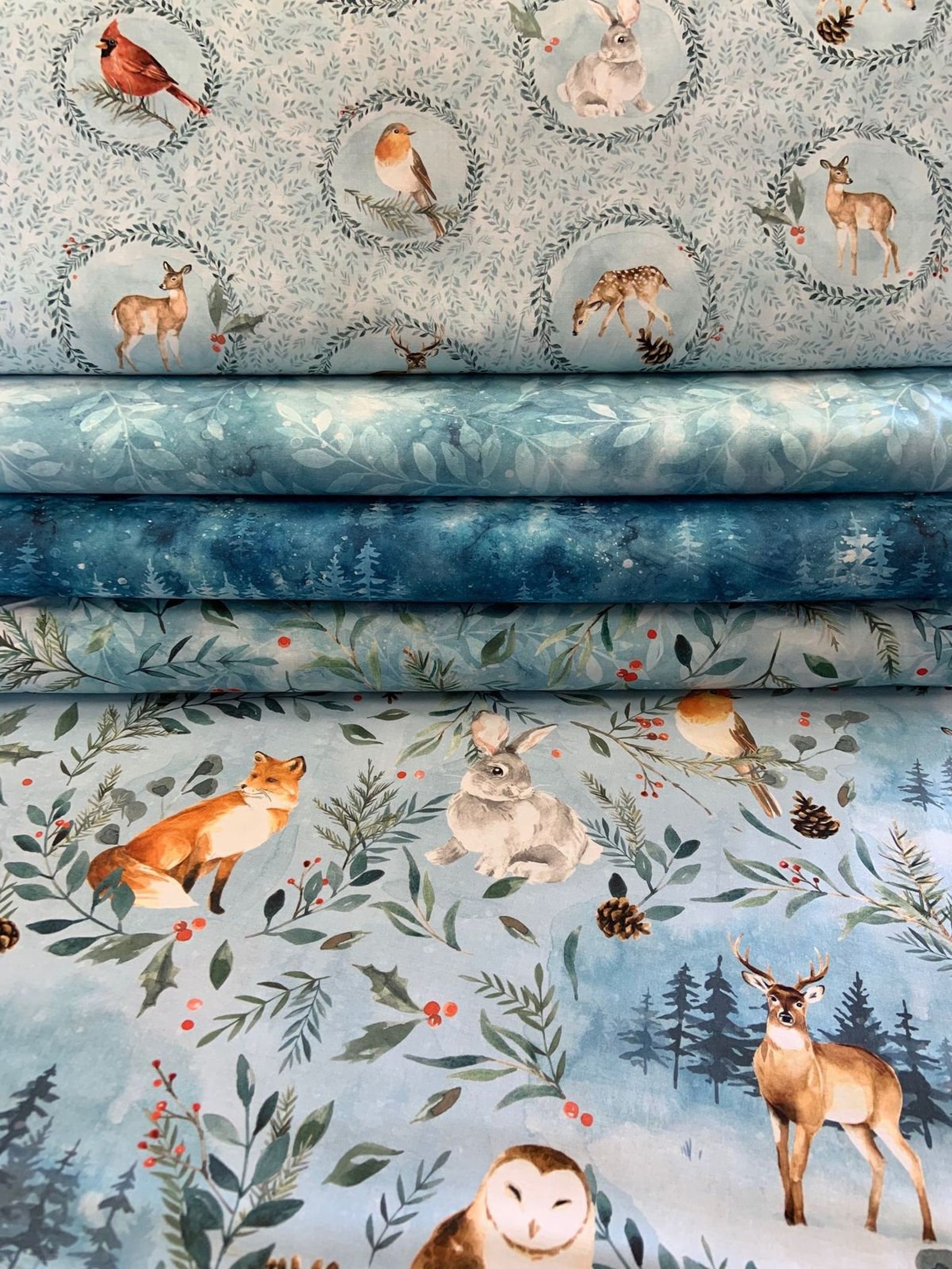 Hoffman Fabrics Woodland Winter S4744 492Breeze Etsy