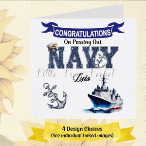 Tarjeta de Graduación de la MARINA - PERSONALIZADA - 4 Diseños - Ceremonia de Graduación de Marineros - Felicitaciones - Defensa Marina - Marina Mercante - Marina Real