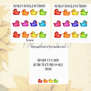 Tarjeta de cumpleaños de los PATOS de goma ARCOÍRIS - Muchas devoluciones divertidas - Se puede personalizar - Juguete de baño - Divertido - Ingenioso - Patitos en fila - Patitos de colores brillantes - Unisex
