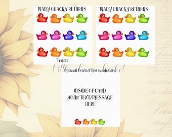 Rainbow Rubber Ducks Birthday Card - 'Many Quacky Returns' - Personalised