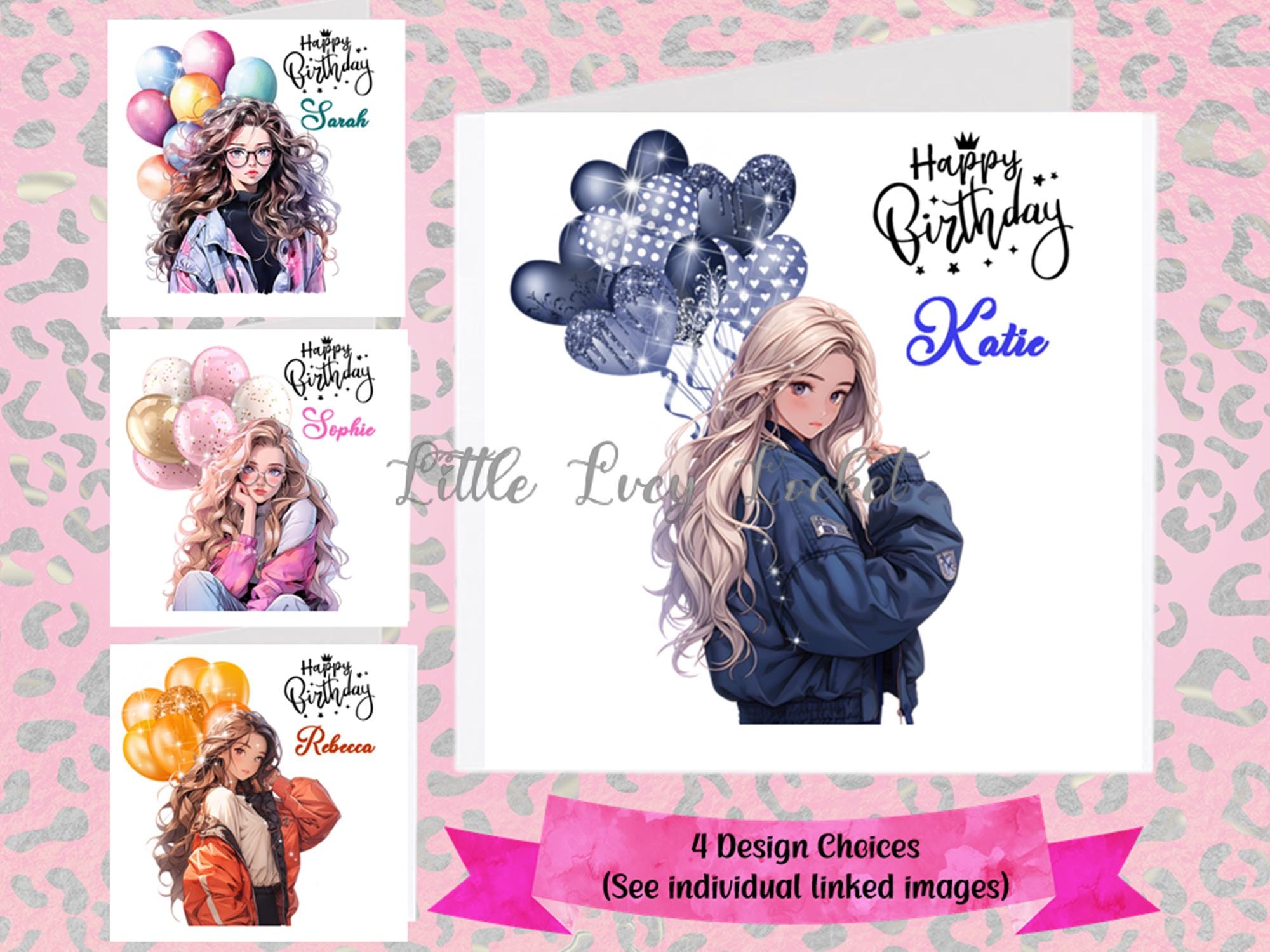 Teen Girl Birthday Card: Manga, Anime Style, Japanime, Cartoon