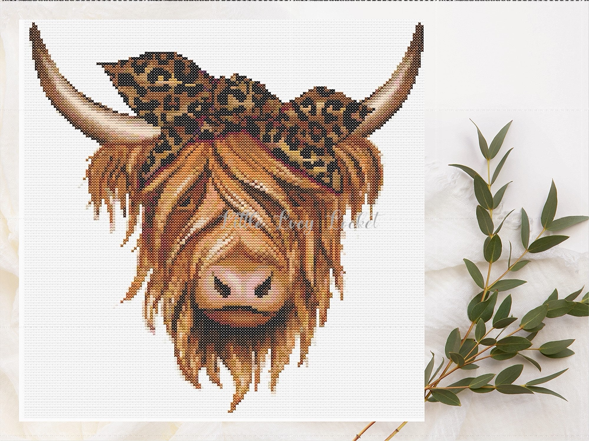 SYMON Cross Stitch Kits for Adults, Highland Cow, 11CT