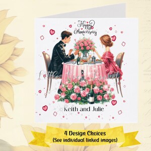 Tarjeta de ANIVERSARIO - PERSONALIZADA - 4 diseños a elegir - Pareja de enamorados - Tarjeta de aniversario de bodas - Tarjeta para el Sr. y la Sra. - Felicitaciones - Celebración - Para él/ella