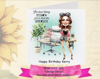 Personalized Funny Birthday Card for Her: Quirky Office Humor