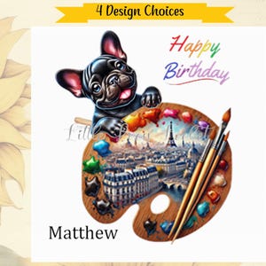 FRENCH BULLDOG Birthday Card-4 Design Choices-PERSONALISED-French Bulldog in Paris Scenes-Dog Lover Birthday-Frenchie Card-Bulldog Birthday
