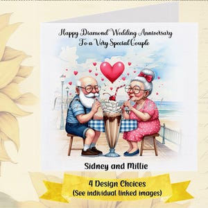 DIAMOND Wedding Anniversary Card-PERSONALISED-4 Design Choices-60th Anniversary-Diamond Wedding-Couples in Love-Milestone Anniversary Card