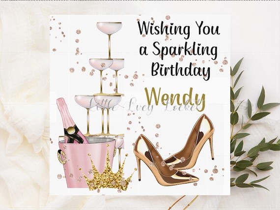 Old English Co. Biglietto Di Compleanno Per Donna – Design Con Abito Glitterato E Lamina Dorata – Per Nipote, Figlia, Amica – 15x15 Cm - 5